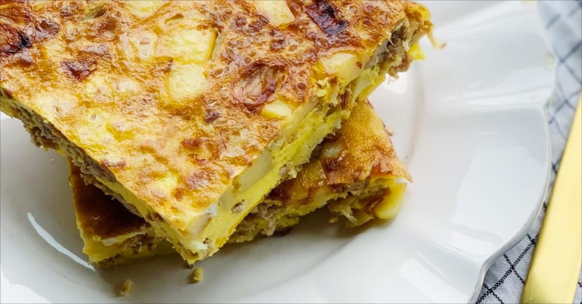 Two slices of Filipino Torta omelet