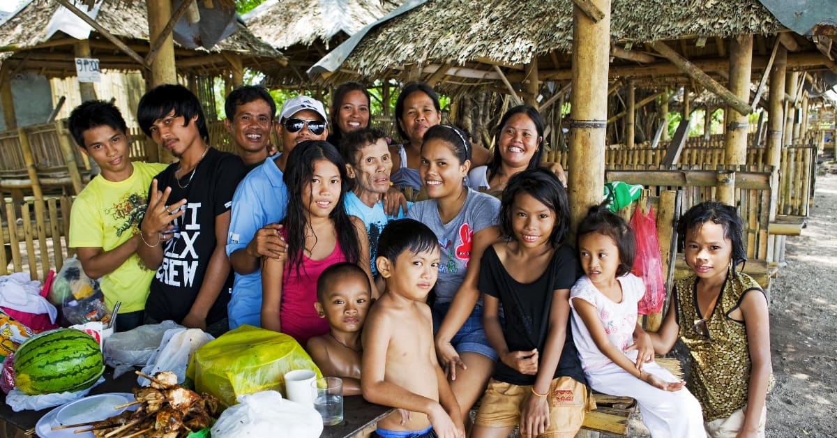 Large happy filipino family